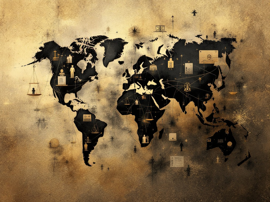World map with financial charts illustrating international tax planning